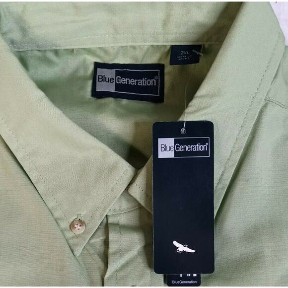 Blue Generation Mens 2XL Short Sleeve Button Down Shirt - Picture 2 of 7